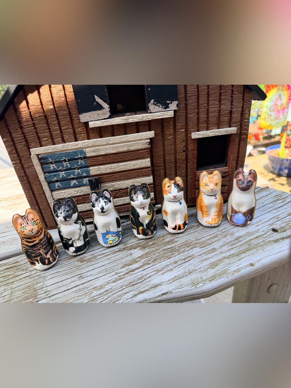 Decorative Tin Cat Figurine - Assorted Orange, Black, White, Brown
